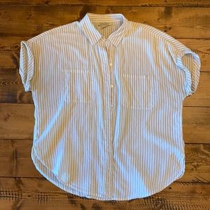 Lucky Brand Jeans linen cotton shirt button up cap sleeve